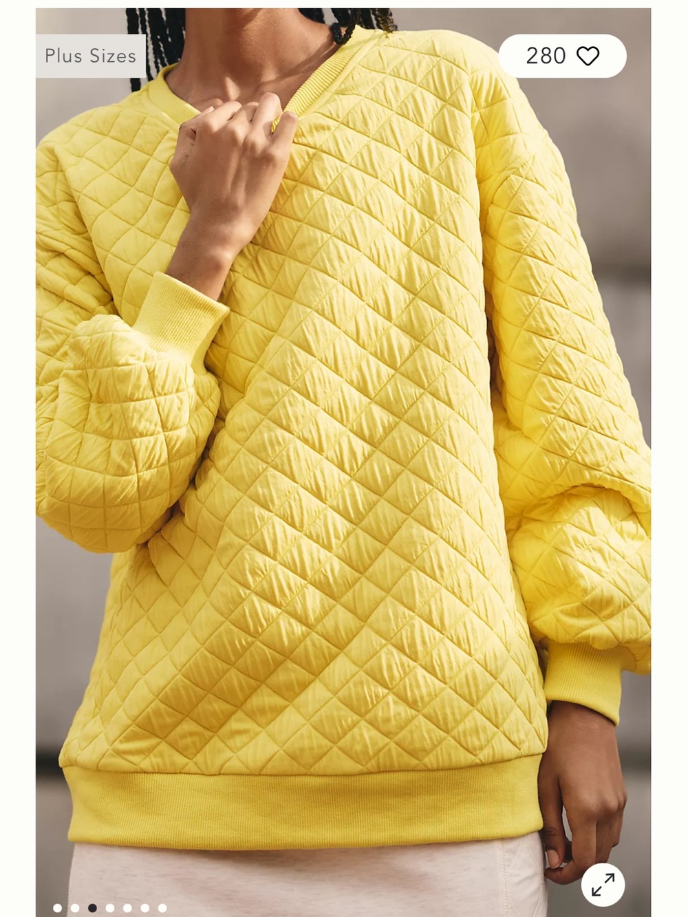 Sunday in Brooklyn Quilted Crewneck Sweater in Yellow